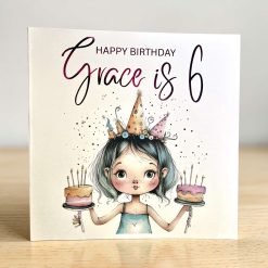 Girl with bunny Personalised Birthday Card