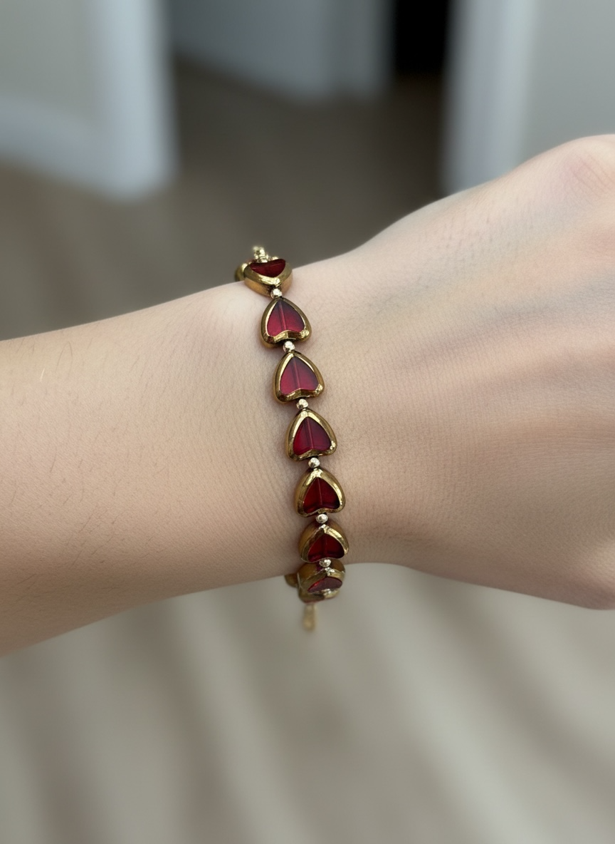 Garnet Heart Bracelet Garnet Heart Bracelet