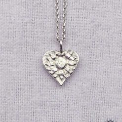 Pendant Only - Flower Heart Sterling Silver Pendant