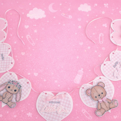 Luxury Handmade Baby Girl Welcome Banner - Pink/ Hearts