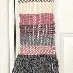 Handwoven Pink and Grey Stripe Door Hanger