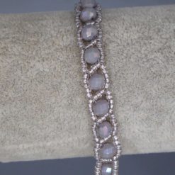 grey snake stitch beaded Bracelet 15.2 cm