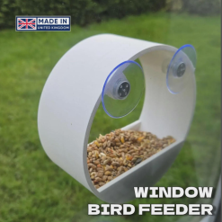 Round Window Bird Feeder – Modern Design, Seed Lip, Secure Suction Cups
