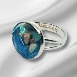 Abalone and Blue glass Teardrop Pendant