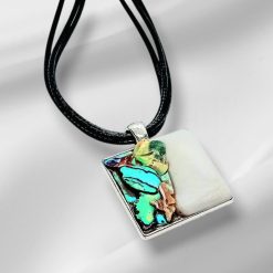 Square Clay and Abalone Necklace.