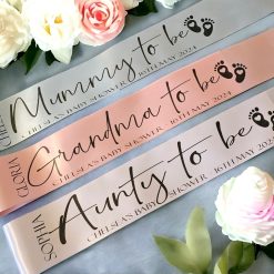 Personalised  - Deluxe Baby Shower Sash, Custom Satin Ribbon, Keepsake
