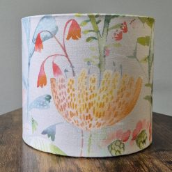 Flower Meadow handmade lampshade with brushed gold lining