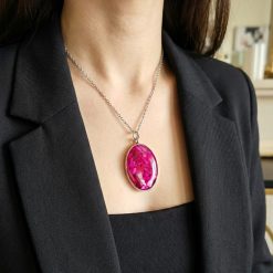 The "Electric Peony" Oval Statement Necklace