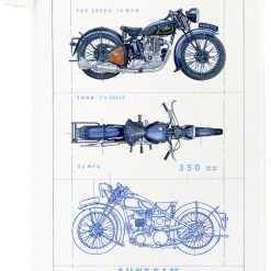 Motorbike Tea Towel, 100% Cotton, 65 x 47 cm, with Hanging Loop