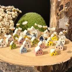 Handmade Mini ceramic House single dried flower holder