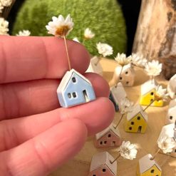 Handmade Mini ceramic House single dried flower holder 3