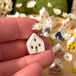 Handmade Mini ceramic House single dried flower holder 5