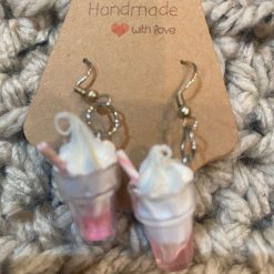 Bubble Tea novelty handmade earrings - Pink