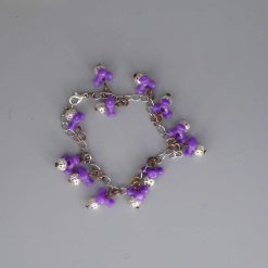 purple tri beaded Bracelet 17.8 cm