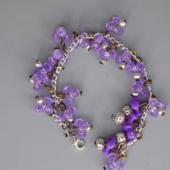purple tri beaded Bracelet 17.8 cm