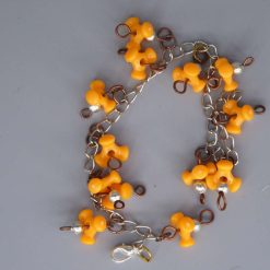 orange tri beaded Bracelet 18.4 cm