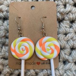 Lolly pop novelty handmade earrings - Orange and Yellow
