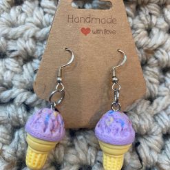 Ice cream novelty handmade earrings - Purple