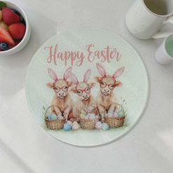 Easter Bespoke Glass Round Chopping Board / Worktop Saver