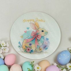 Easter Bespoke Glass Round Chopping Board / Worktop Saver