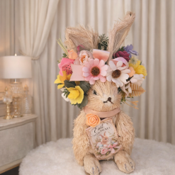 Wicker bunny floral arrangement