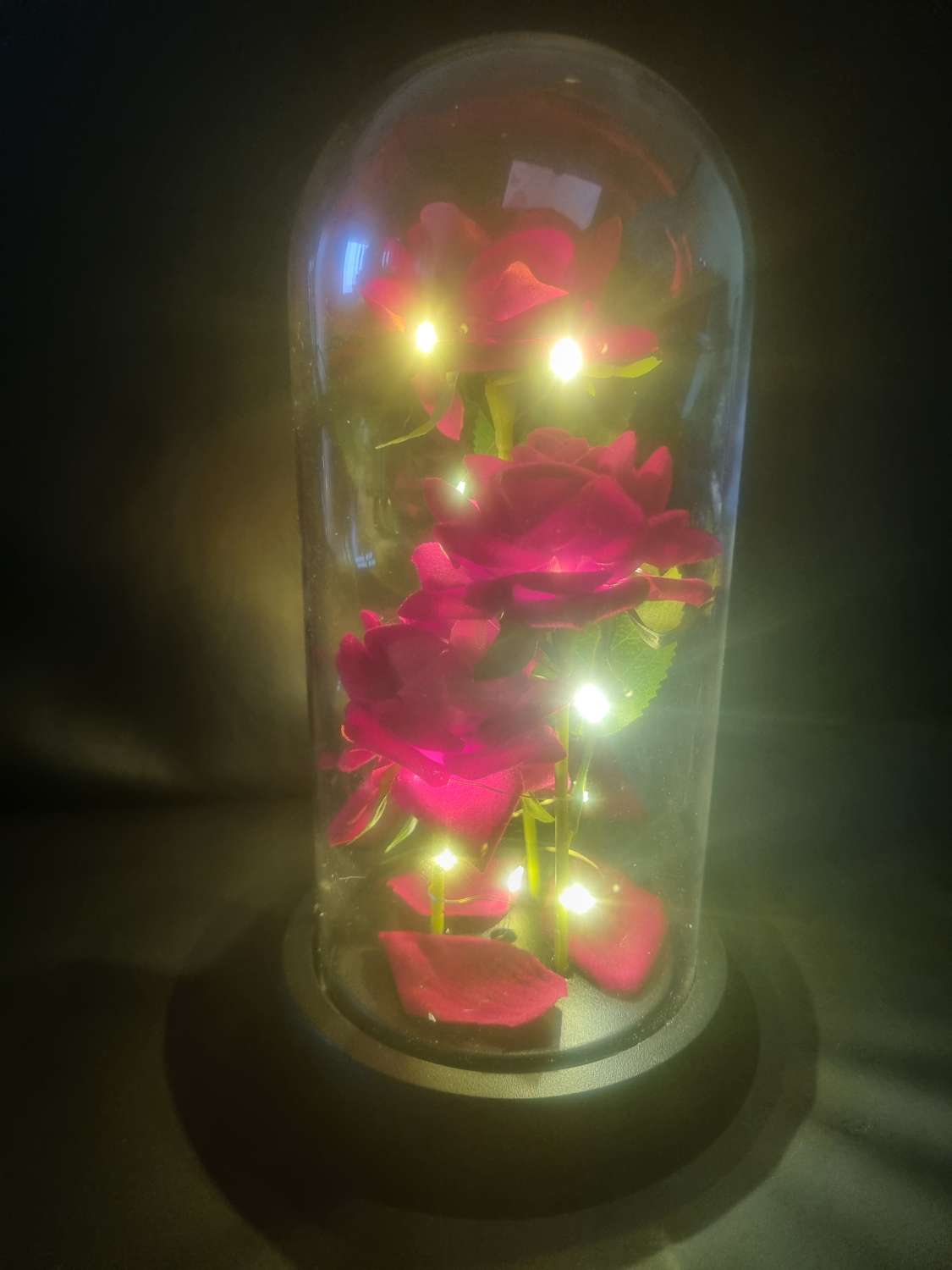 Light up rose in dome vase Light up rose in dome vase