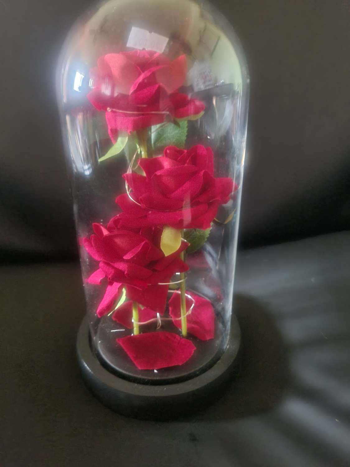 Light up rose in dome vase Light up rose in dome vase