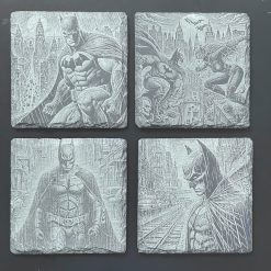 Unique Super Heroes Batman Slate Mat Engraved x4 Coaster Set #1 Man Cave Gifts