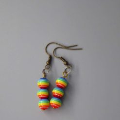 rainbow stripe Beaded Earrings length 2.2cm width 8mm