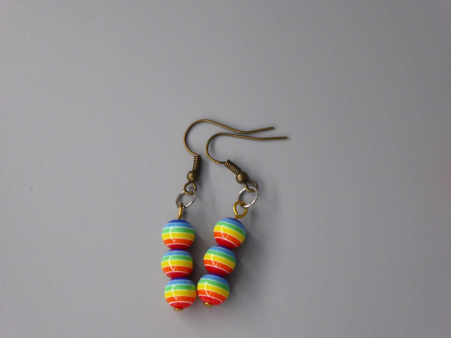 rainbow stripe Beaded Earrings length 2.2cm width 8mm rainbow stripe Beaded Earrings length 2.2cm width 8mm
