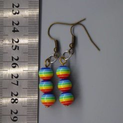 rainbow stripe Beaded Earrings length 2.2cm width 8mm 1 rainbow stripe Beaded Earrings length 2.2cm width 8mm 1