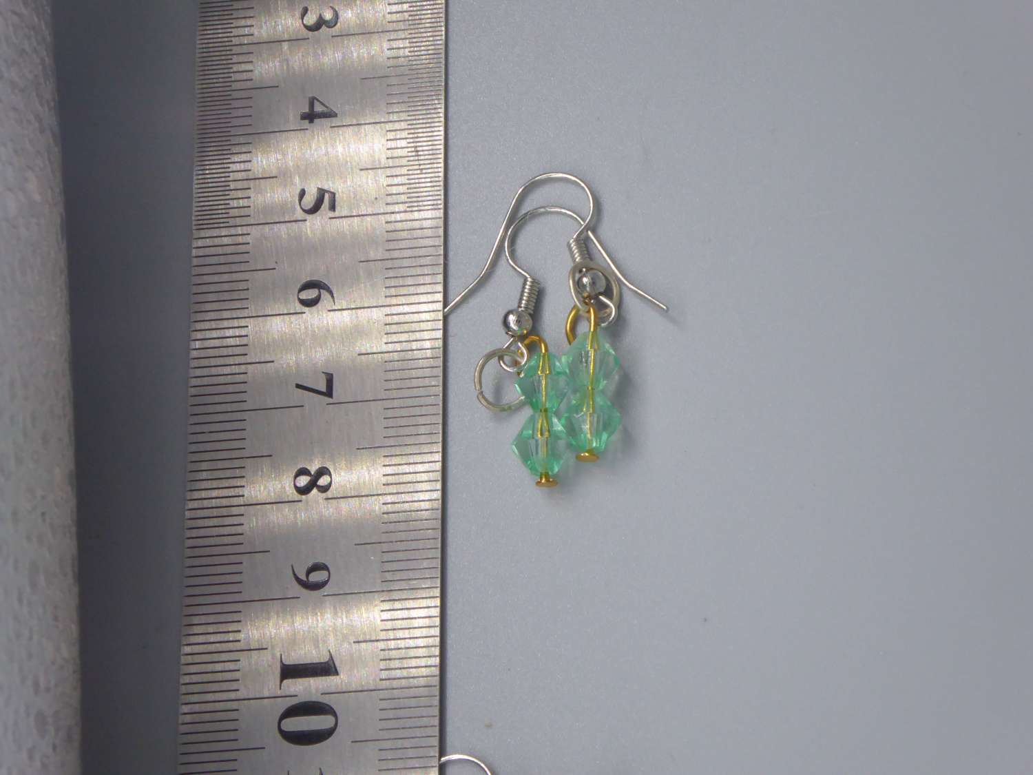green bicone beaded earrings length 20mm width 6mm green bicone beaded earrings length 20mm width 6mm