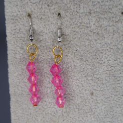 pink bicone beaded earrings length 20mm width 6mm 2 pink bicone beaded earrings length 20mm width 6mm 2