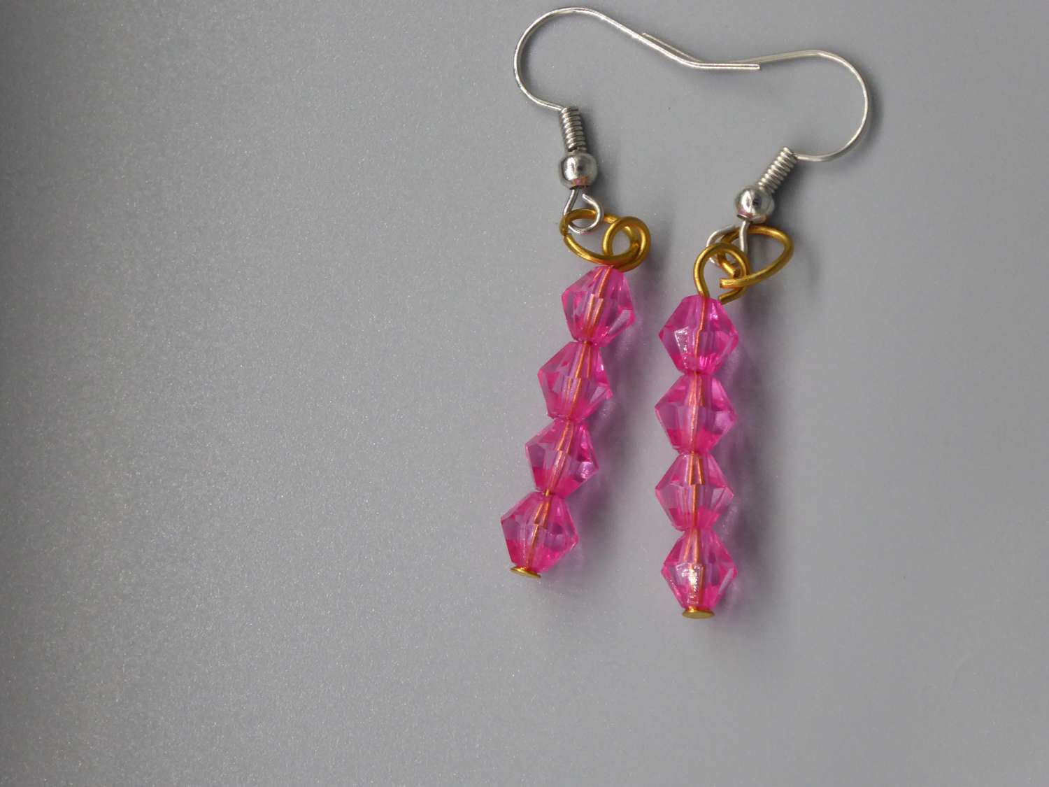 pink bicone beaded earrings length 20mm width 6mm pink bicone beaded earrings length 20mm width 6mm
