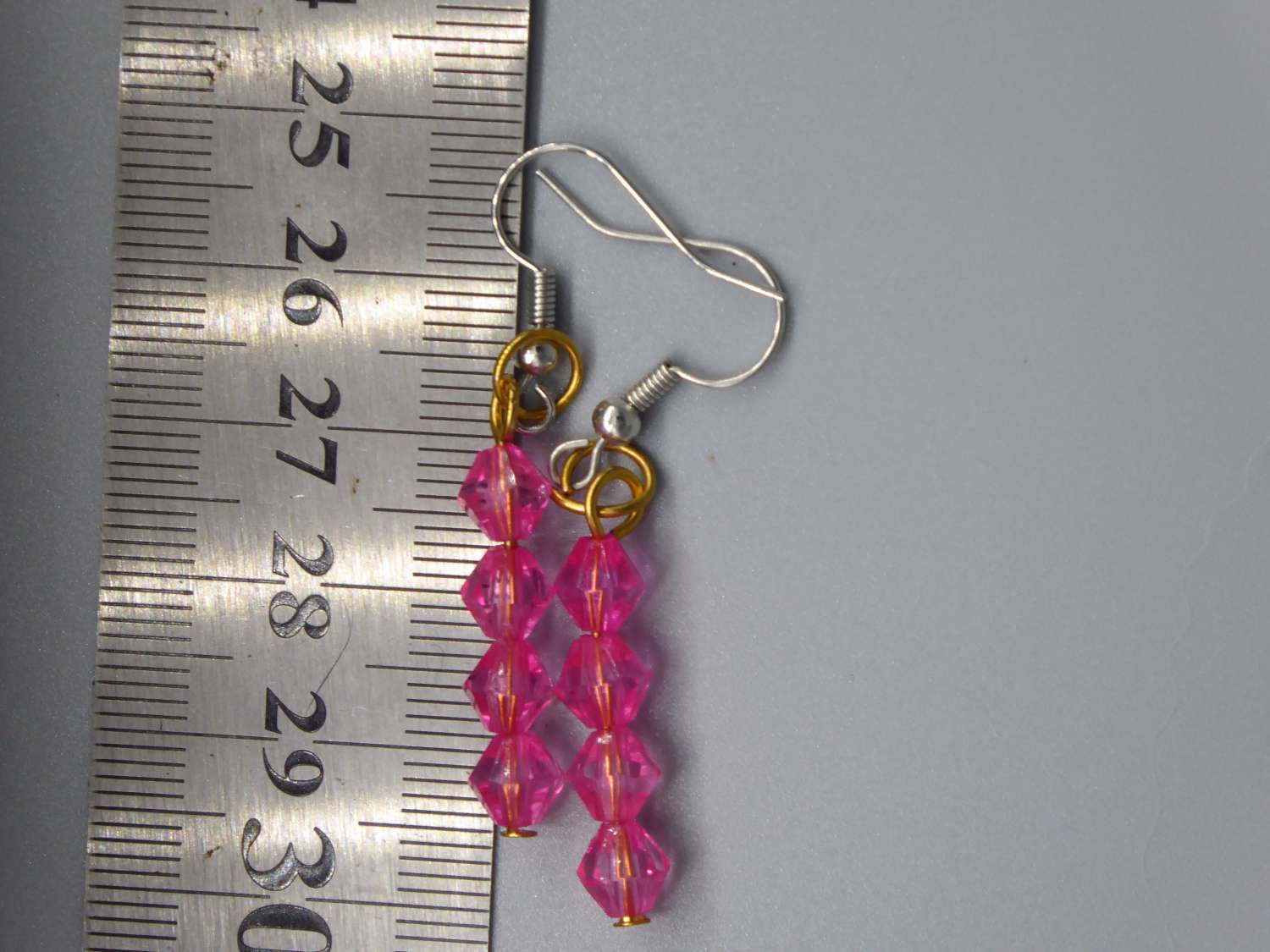 pink bicone beaded earrings length 20mm width 6mm pink bicone beaded earrings length 20mm width 6mm