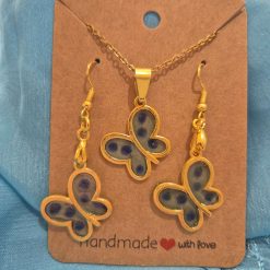 Hand made Butterfly design earrings and necklace set