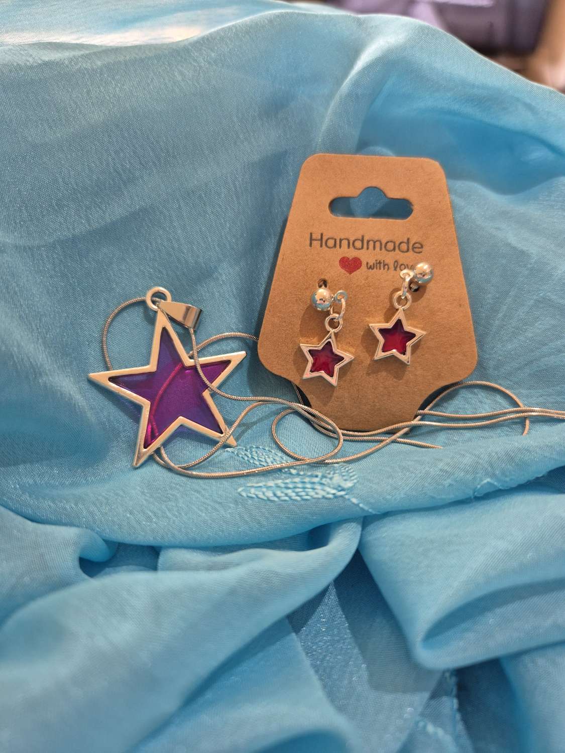 Hand made Star earrings and necklace set Hand made Star earrings and necklace set