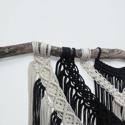 Large macrame wall hanging (beige and black) 8