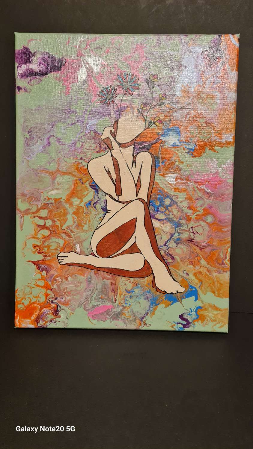 Flower lady acrylic art Flower lady acrylic art