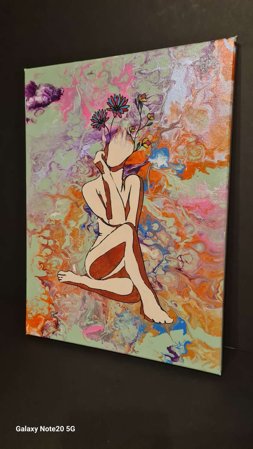 Flower lady acrylic art Flower lady acrylic art