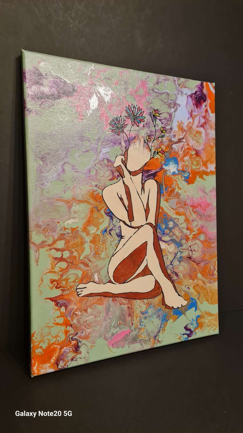Flower lady acrylic art Flower lady acrylic art