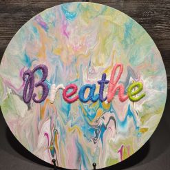 Breathe acrylic and embroidered painting