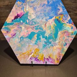 Seascape handpainted hexagon canvas