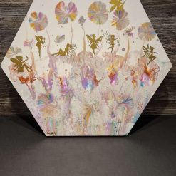 Handpainted hexagon fairy canvas