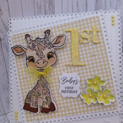 Lemon-Themed 1st Birthday Luxury Handmade Card – Giraffe Design