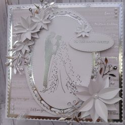 Handmade Luxury Wedding Card – “To the Happy Couple” with star flower sprays