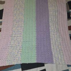 Handmade Crochet Baby Blanket | Soft Chenille Pram Blanket, Pastel Unisex Newborn Gift