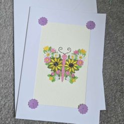Embroidered greeting card with butterfly design