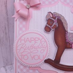 Luxury Handmade 2nd Birthday Card – Pink - Rocking Horse Design 1 Luxury Handmade 2nd Birthday Card – Pink - Rocking Horse Design 1