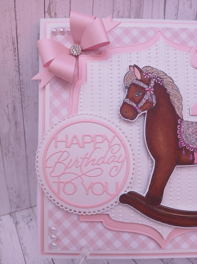 Luxury Handmade 2nd Birthday Card – Pink - Rocking Horse Design Luxury Handmade 2nd Birthday Card – Pink - Rocking Horse Design